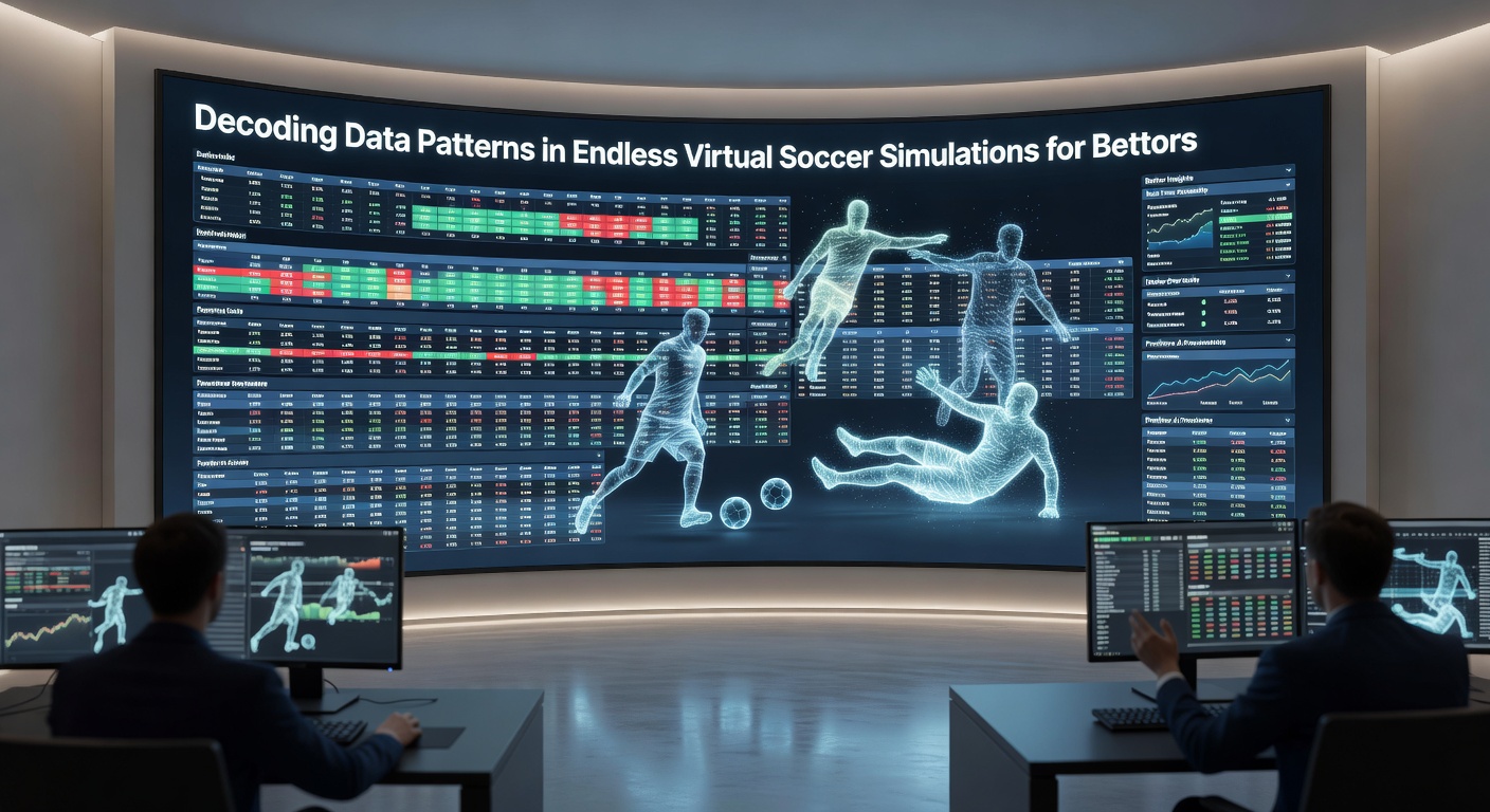 Analyse van virtuele soccer data patronen op een scherm met grafieken en statistieken