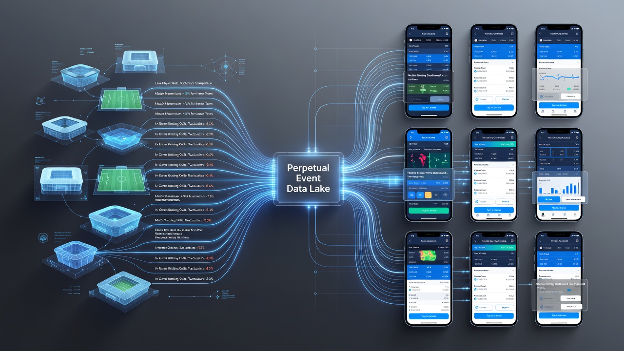 Diagram van realtime data mapping in virtuele sportweddenschappen op mobiel