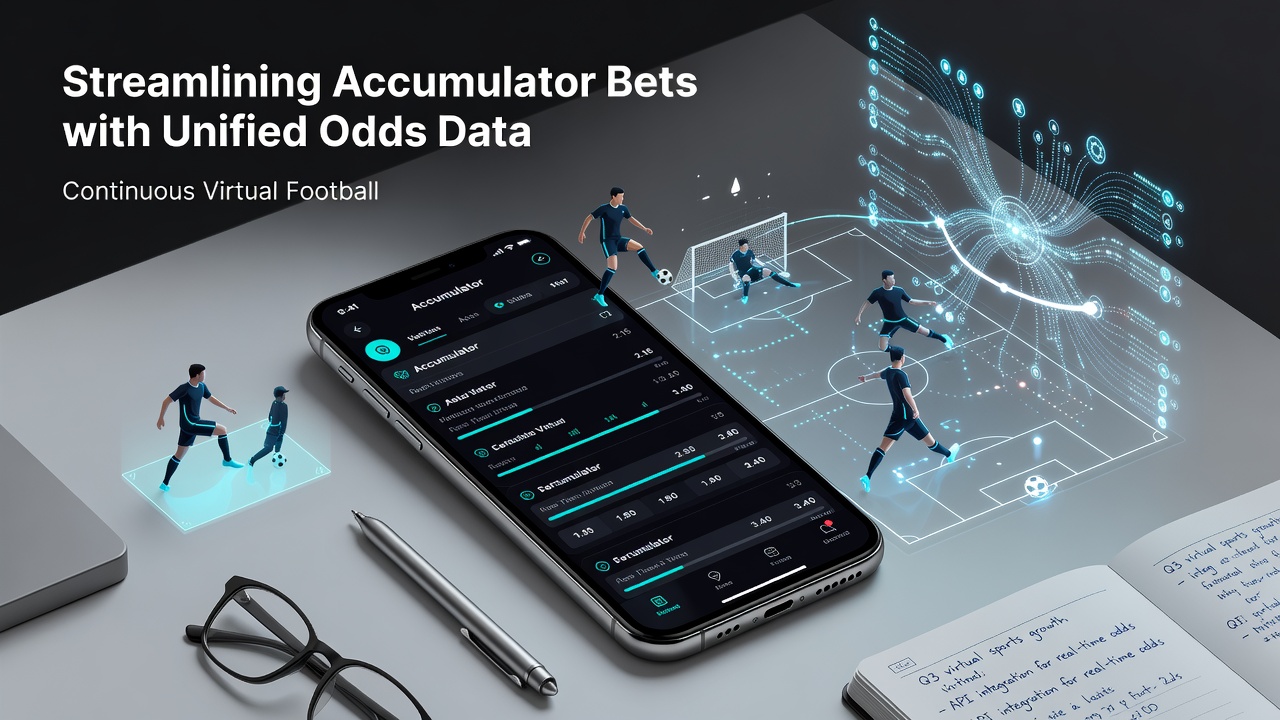 Diagram van realtime odds synchronisatie op mobiel voor virtuele voetbal accumulators