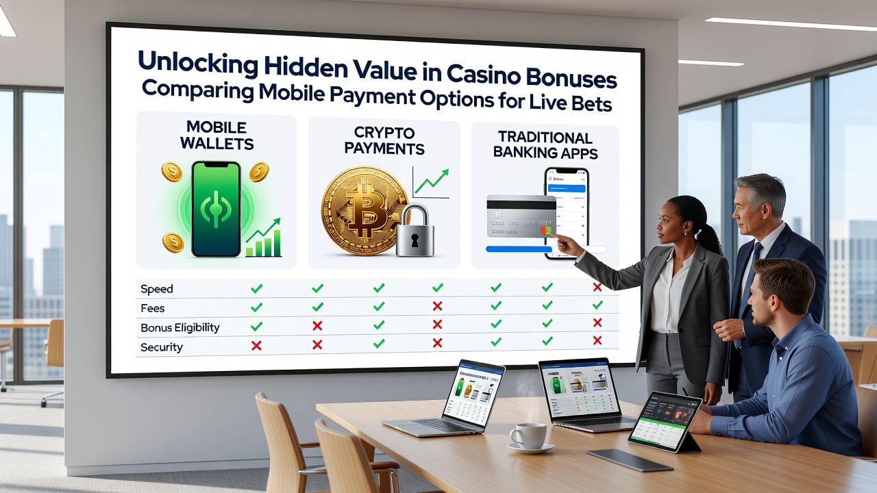 Vergelijkingstabel van mobiele betalingen en live casino bonussen
